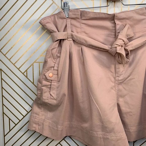 Topshop Utility Paperbag Shorts in Nude Beige Size 14 - Picture 3 of 9